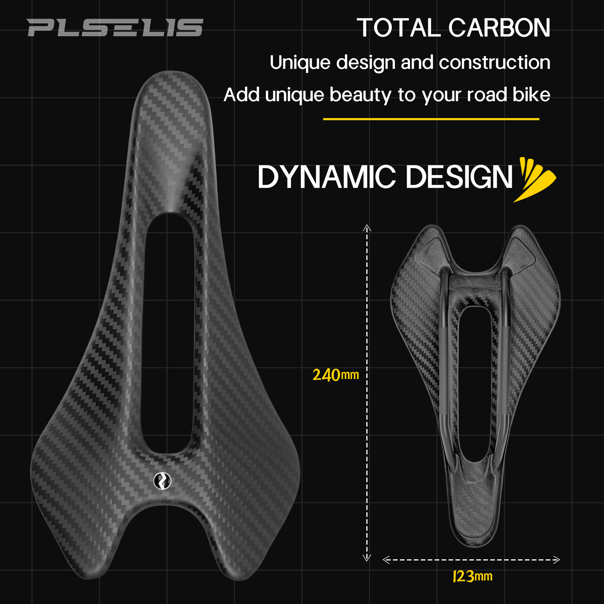 Carbon Fiber Saddle - Plselis Carbon Fiber Road Bicycle Saddle