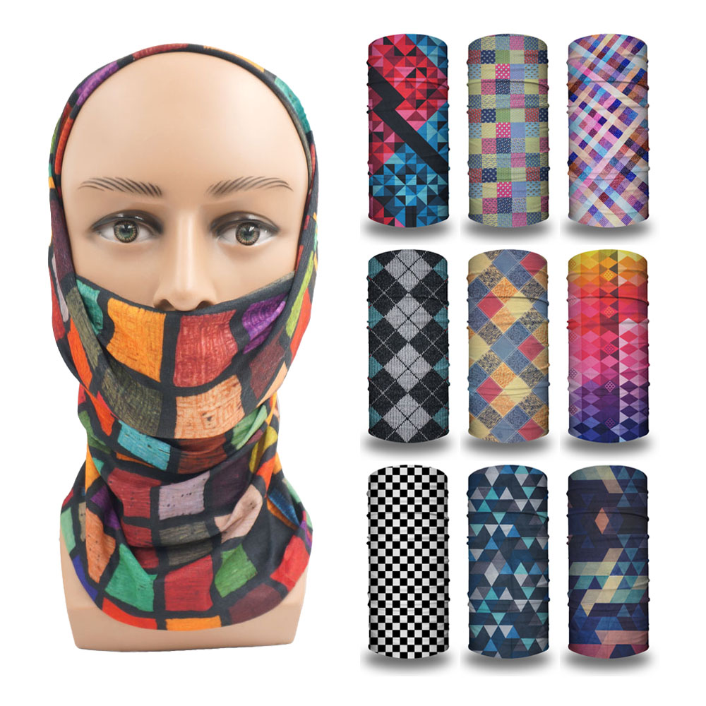 Geometric Plaid Printed Bandan - Cycling Gear For Women review and price