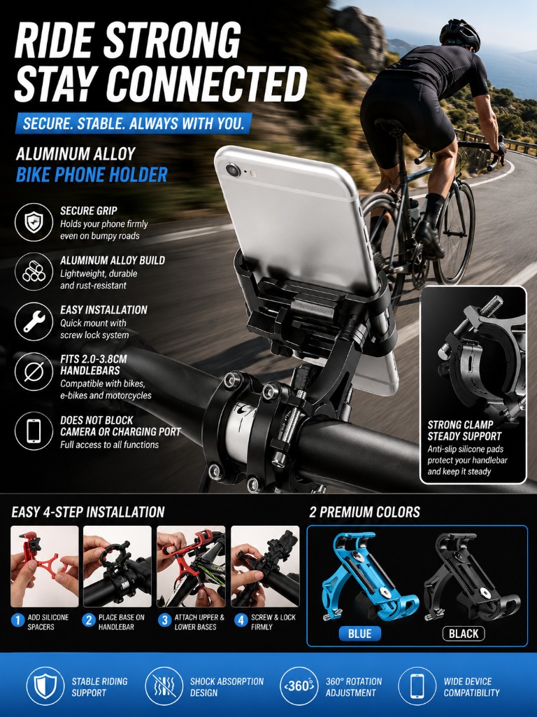 1pc Aluminum Alloy Phone Holde - Cycling Gear Usa review and price