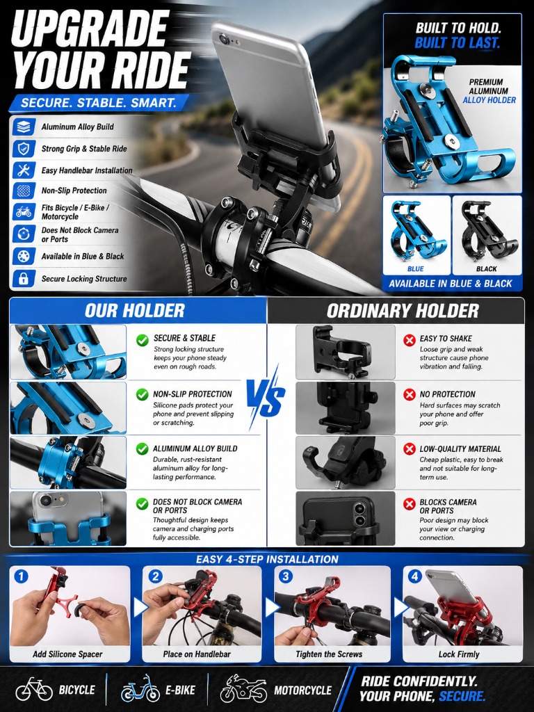 1pc Aluminum Alloy Phone Holde - Cycling Gear Usa review and price